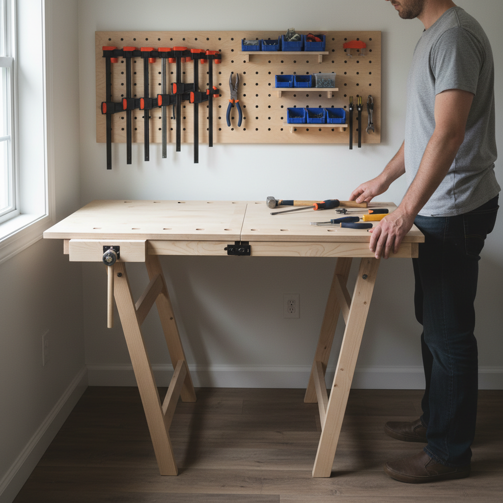 How to Build a Fold-Down Workbench for a Small Room