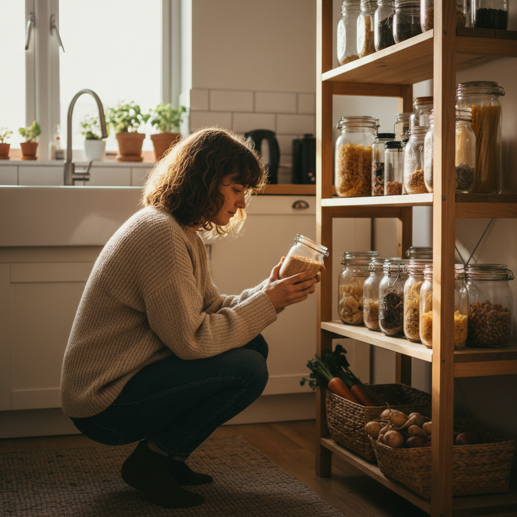Open Pantry Shelving on a Budget for Rental Kitchens