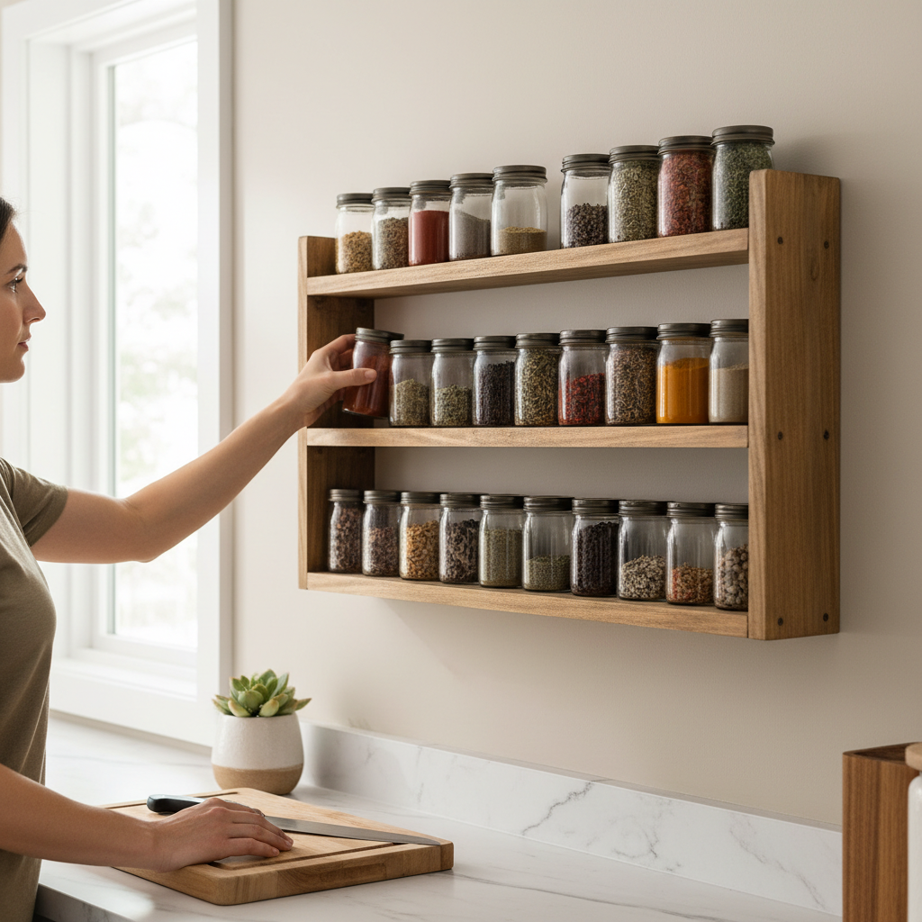 How to Build a Wall-Mounted Wooden Spice Rack